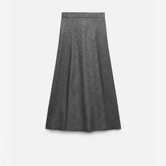 ZARA Wool blend cape skirt Midi A-line silhouette ZW collection Gray size XS NWT - Picture 7 of 12
